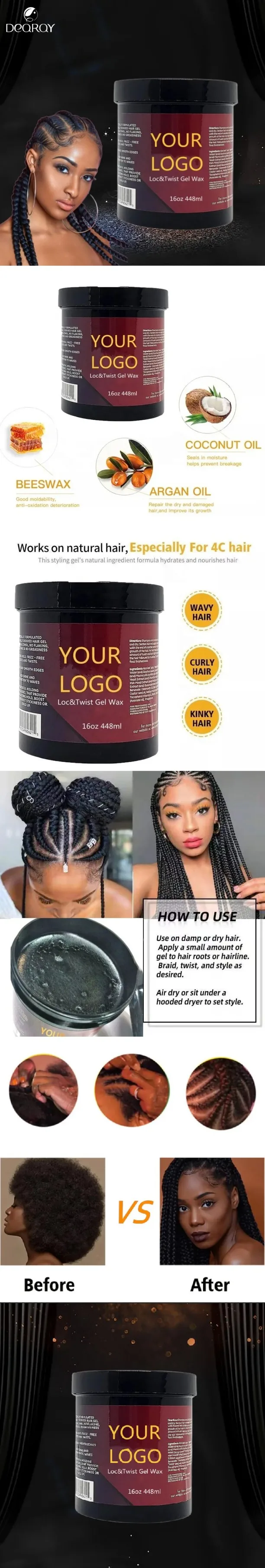 Non Greasy Loc N Twist Gel Clear Braiding Jam Hair Wax And Edge Control