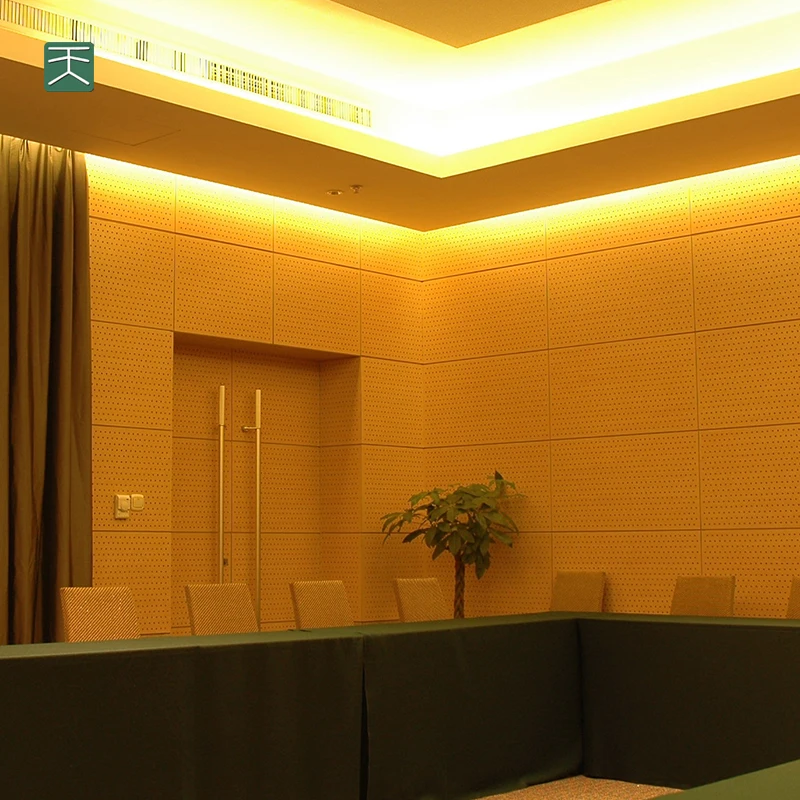 Tiange Function Room Square Holes Sound Absorbing Soundproof Treatment Perforated Wood Acoustic Panels