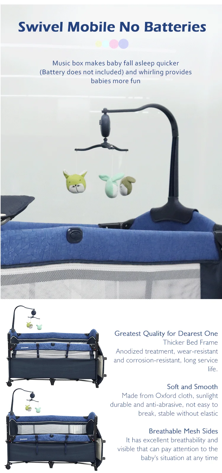 Hot Sale In Stock Oem Movable Baby Bedside Bed Baby Game Bed With Toys