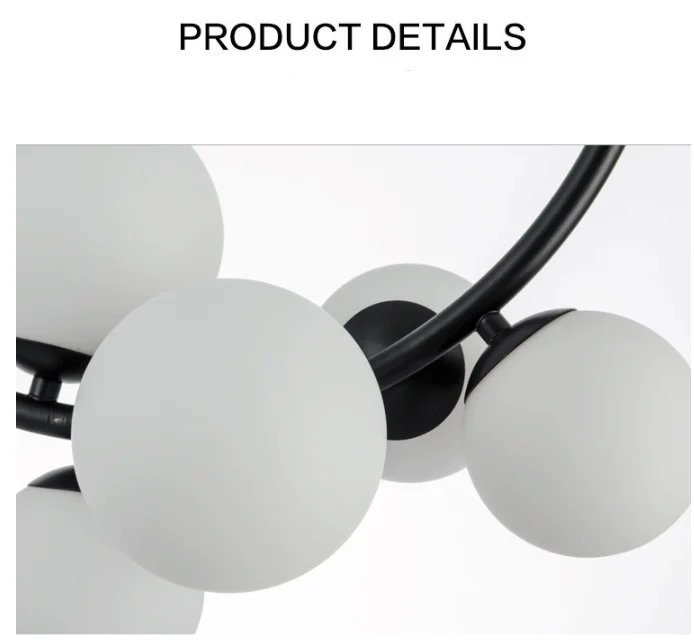 Nordic creative glass ball ring chandelier simple restaurant cafe  room decoration chandelier pendant