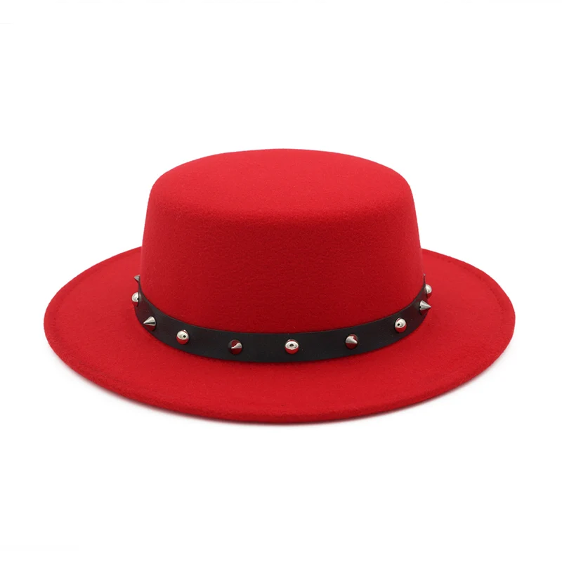 Women Rivet Belt Fedora Hats Australian 