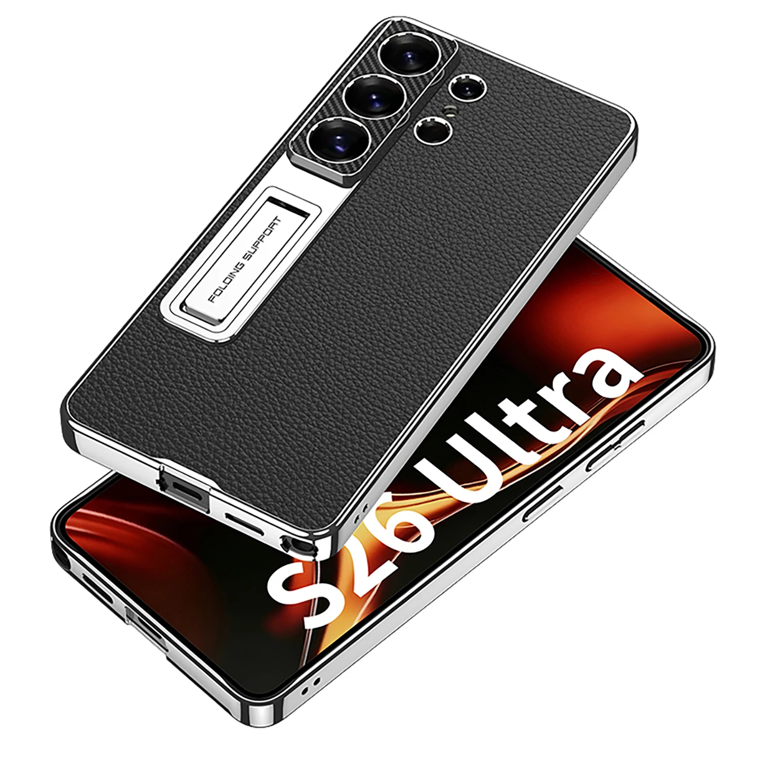 For Samsung Galaxy S26 S25 Ultra Case S24 ultra S26 Original GKK plating leather stand phone Cover case with kickstand