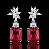 Red corundum ear studs