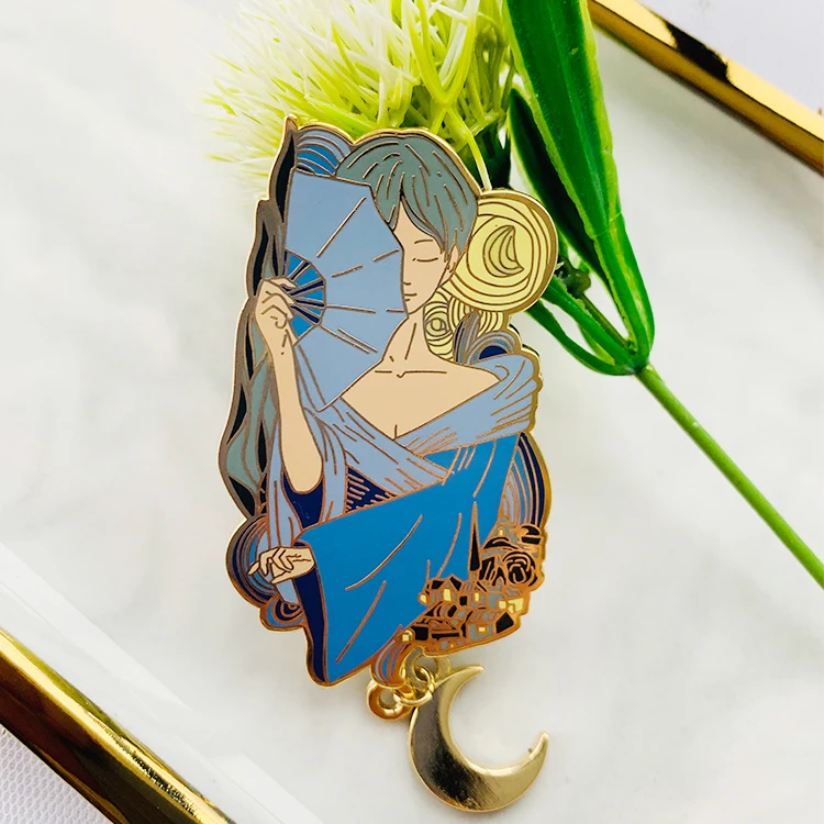 Free Sample Bulk Enamel Pin Custom Metal Logo Hard Enamel Pin Animation Idol Brooch Badge Kpop Glitter Lapel Pin Custom