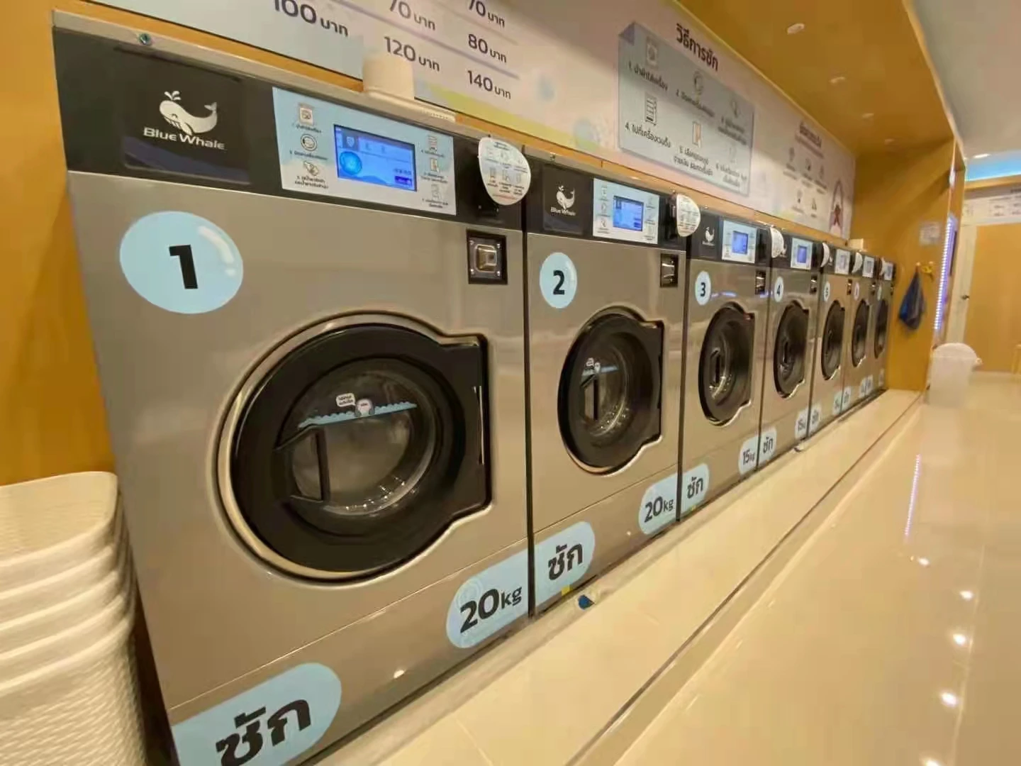 Blue-whale Coin Operated Washing Machine and Dryer Commercial Laundry Equipment Digital Screen