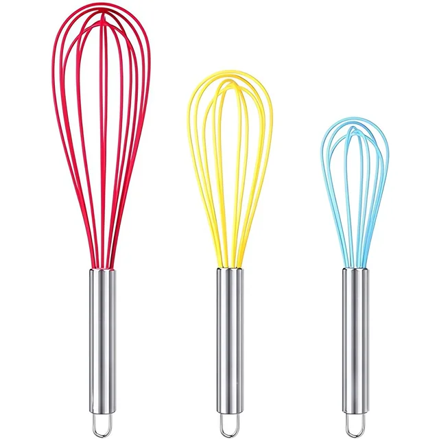 Silicone Whisk,Professional Whisks For Cooking Non Scratch Stainless Steel & Silicone Wisk