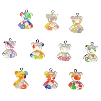 Wholesale Cute Mix Colorful Resin Bear Charms Pendant DIY Making Necklace Earrings key chain Jewelry For Women Kids