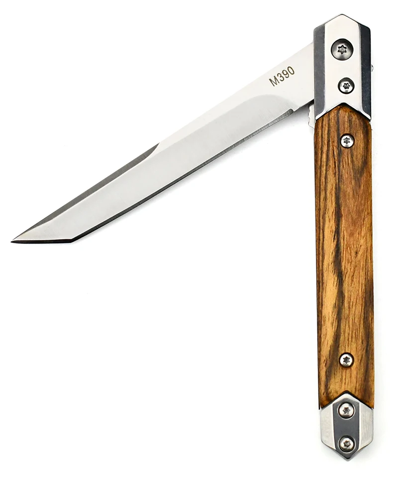 E-commerce Best selling EDC pen knife portable wooden handle 440csteel Daily using outdoor camping hiking tactical knife folding