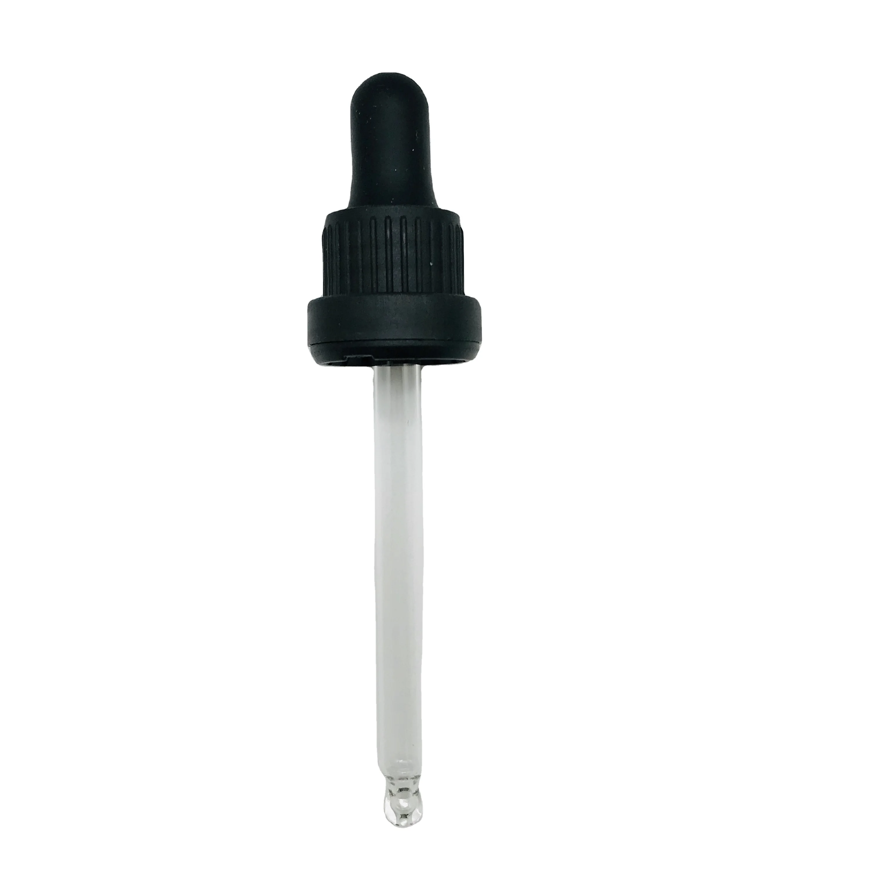 Factory wholesale 18mm matte black tamper evident dropper tamper proof glass dropper