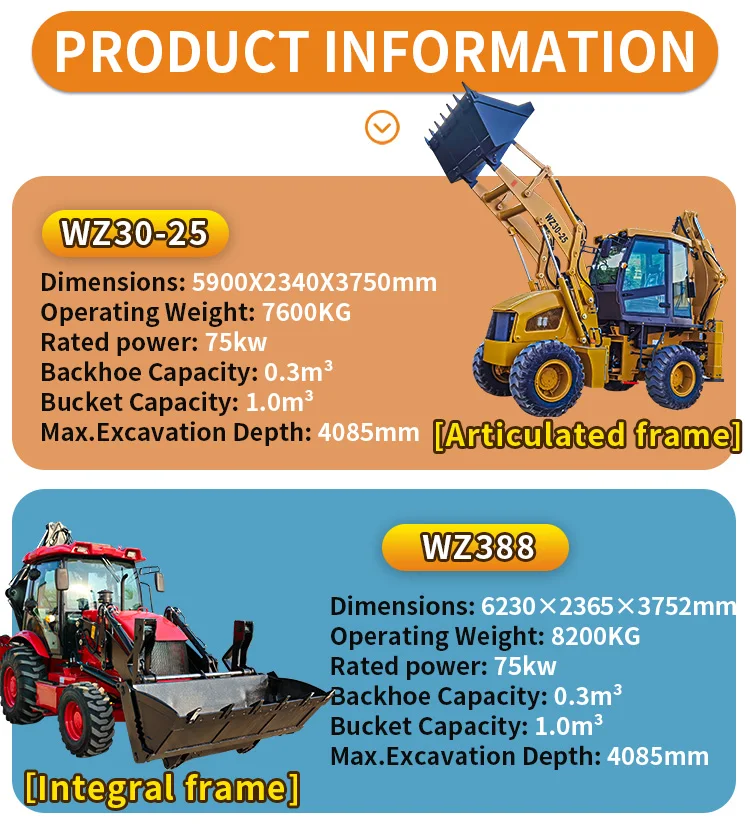 Good Performance Multifunction All Terrain Backhoe Loader 388 Excavator