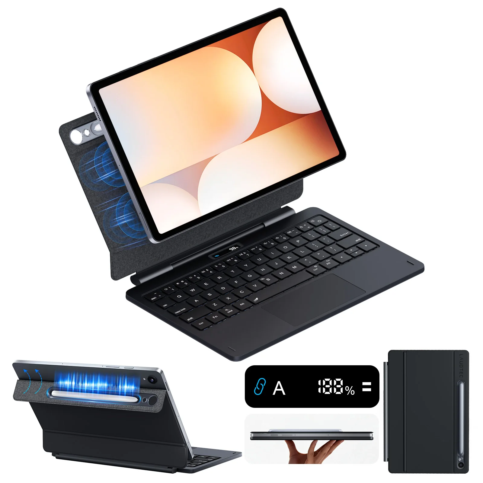 64 Keys  Magnetic Smart Keyboard  with Strong Magnetic Backplate for Galaxy Tab S11, S10 Lite, S10 FE, S9 Tablet