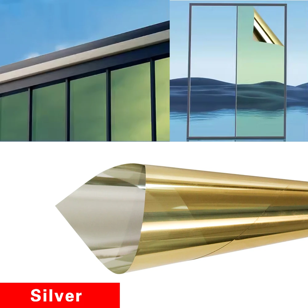 Popular Factory Price Explosion-Proof Self-Adhesive PET Decorative Heat Insulation Tinted Film One Way Vision Gold Silver