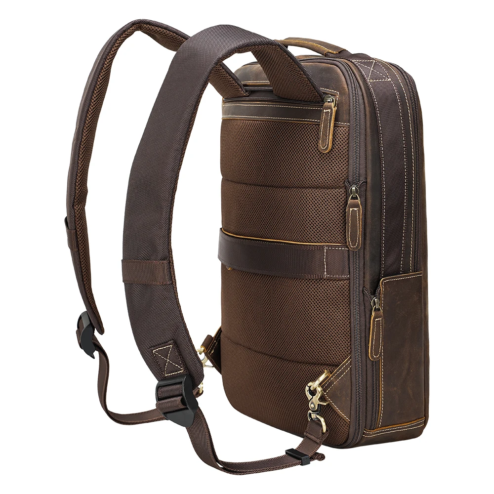 Wholesale Custom Genuine Cow Leather Backpack for 15.6 Inch Laptop