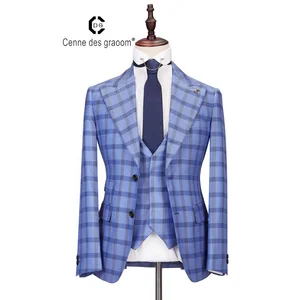Brand New Design Custom Brand Blue Fashion Casual Coat Man Suit Set