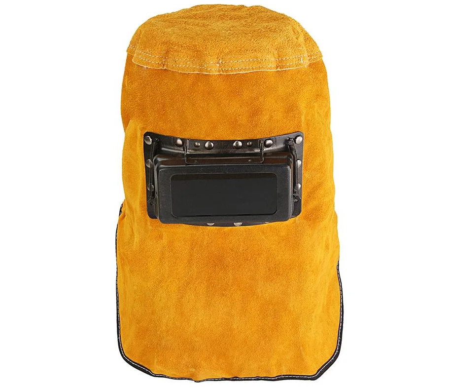 Носимый шлем из воловьей кожи Сварочная шапка кожаная защитная для сварщика