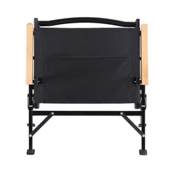 Outdoor wholesale leisure camping portable beech wooden armrest folding chair self-driving camping black chair