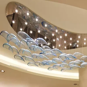 Zeal Lighting Villa Hotel Luxury 2 3 Layer Glass Crystal Large Modern Custom Project Chandelier Pendant Lamp