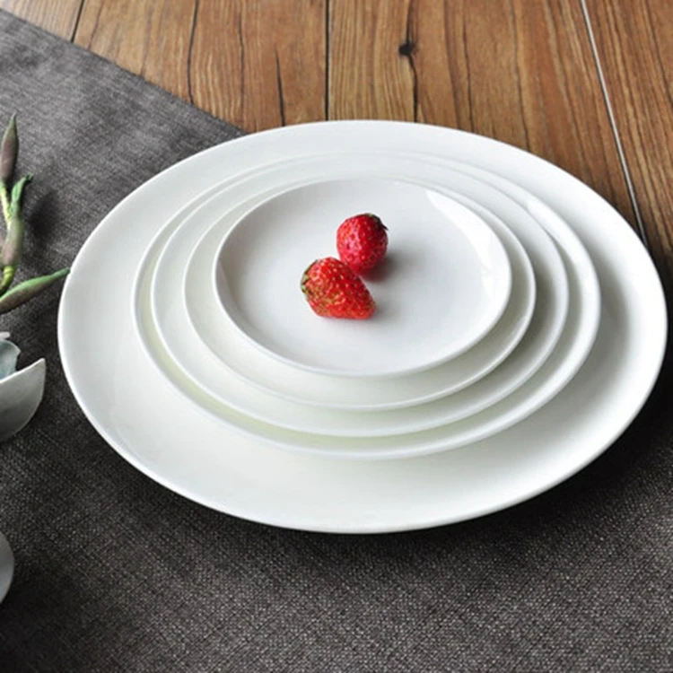 Hot Selling Dinnerware White Round Shape Plain Serving Plate Wedding
