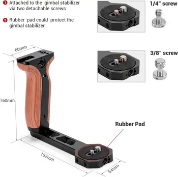 Smallrig Universal Wooden Left Side Handle for Dji Ronin S / Ronin Sc Gimbal Stabilizer W/Cold Shoe -2222 detail image