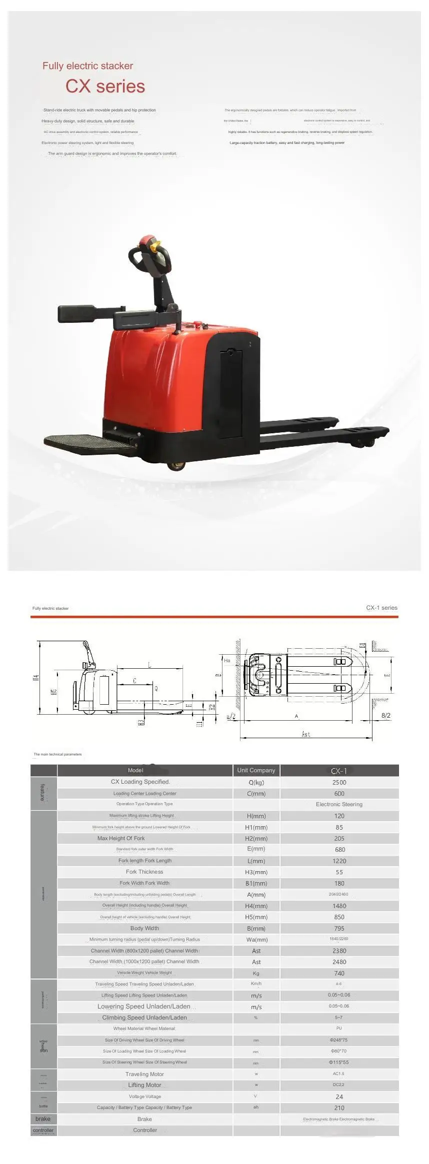 All Terrain Electric Operation Pallet Truck Fork Length 1150/1220mm 2