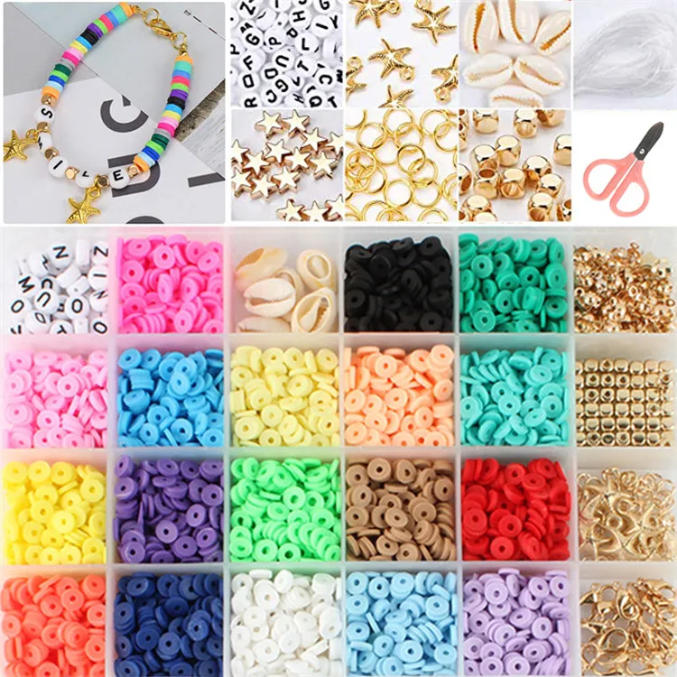 Flat Round Polymer Clay Spacer Beads for Jewelry Making Bracelets Necklace Earring DIY  Clay Beads Heishi Beads Craft Kit