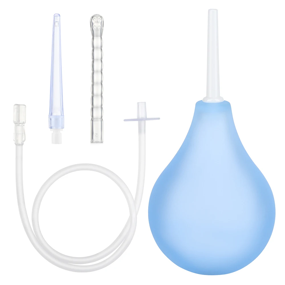 Reusable Pear Shaped Enema Rectal Shower Tools Silicone Anal Douche Enema Bulb for Anal Cleaning