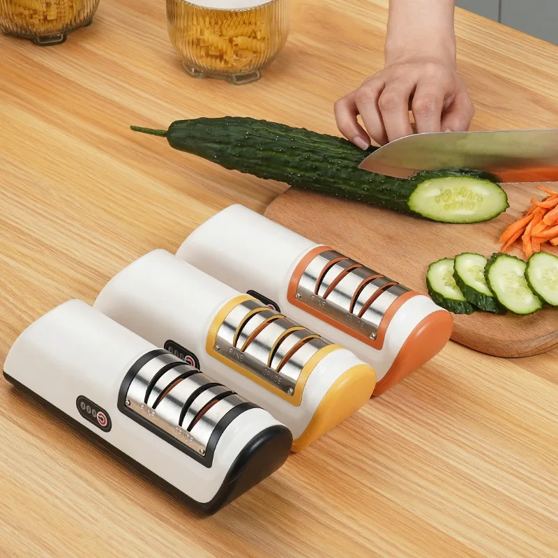 Professional 2-Stage Electric Knife Sharpener, Knife Sharpener for Kitchen Knives with Quick Sharpening and Polishing Function