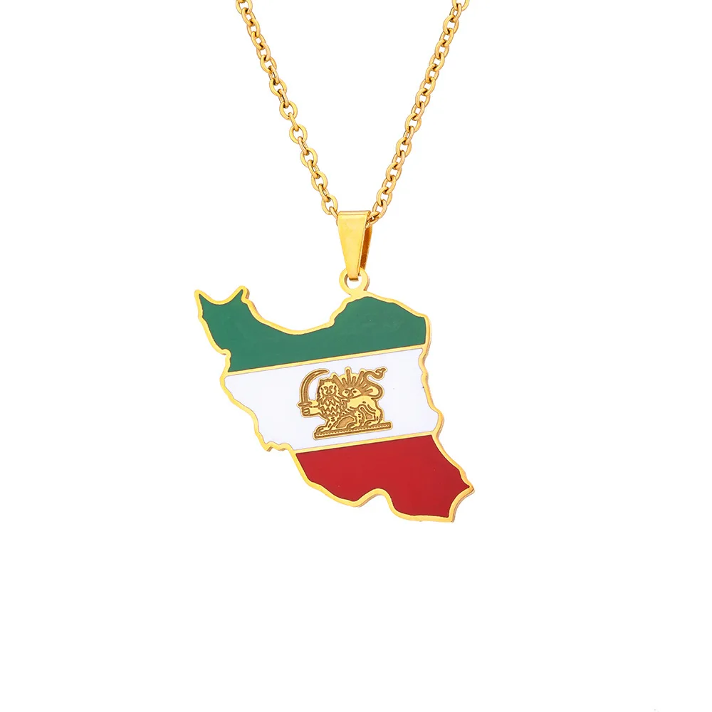 Iranian Persian Iran Flag Map Necklace Chain Iranian Persian Gift Farvahar  | eBay