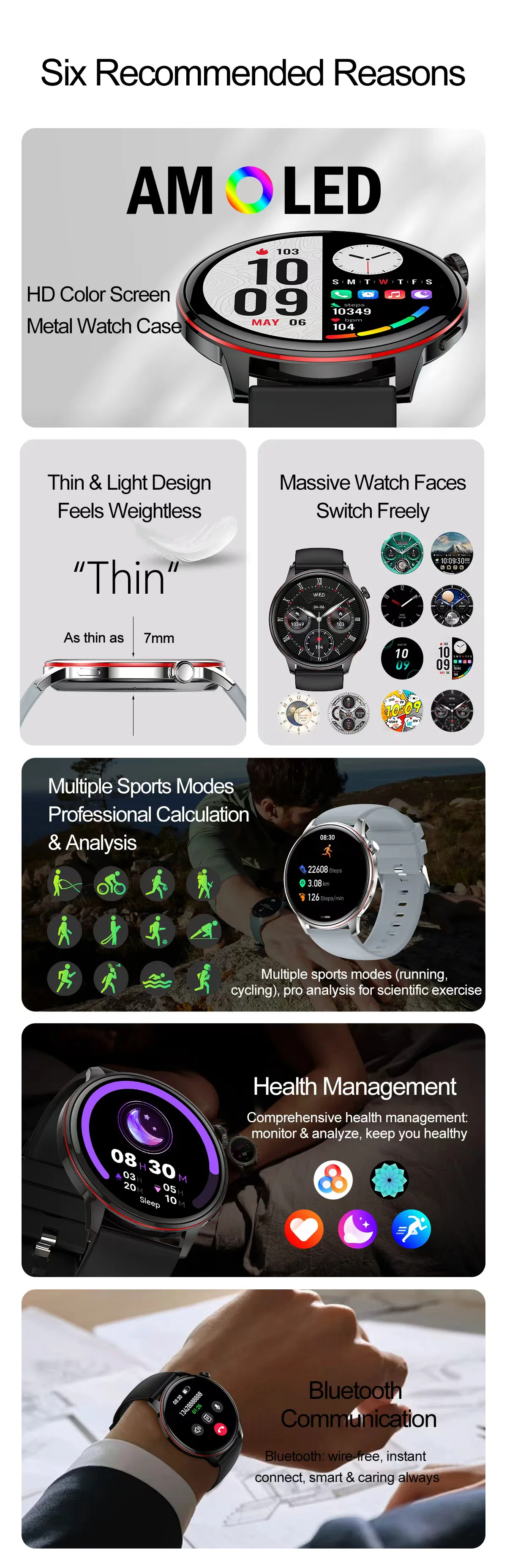 Chinese factory supplier supply 2026 Hk36 Smart Watch 1.43inch Amoled Screen Bt Call Always-on Display Sports Modes Heart Rate Relojes Smartwatch For Men Women - Buy Hk36 Smart Watch Smartwatch For Men Women relojes Smartwatch