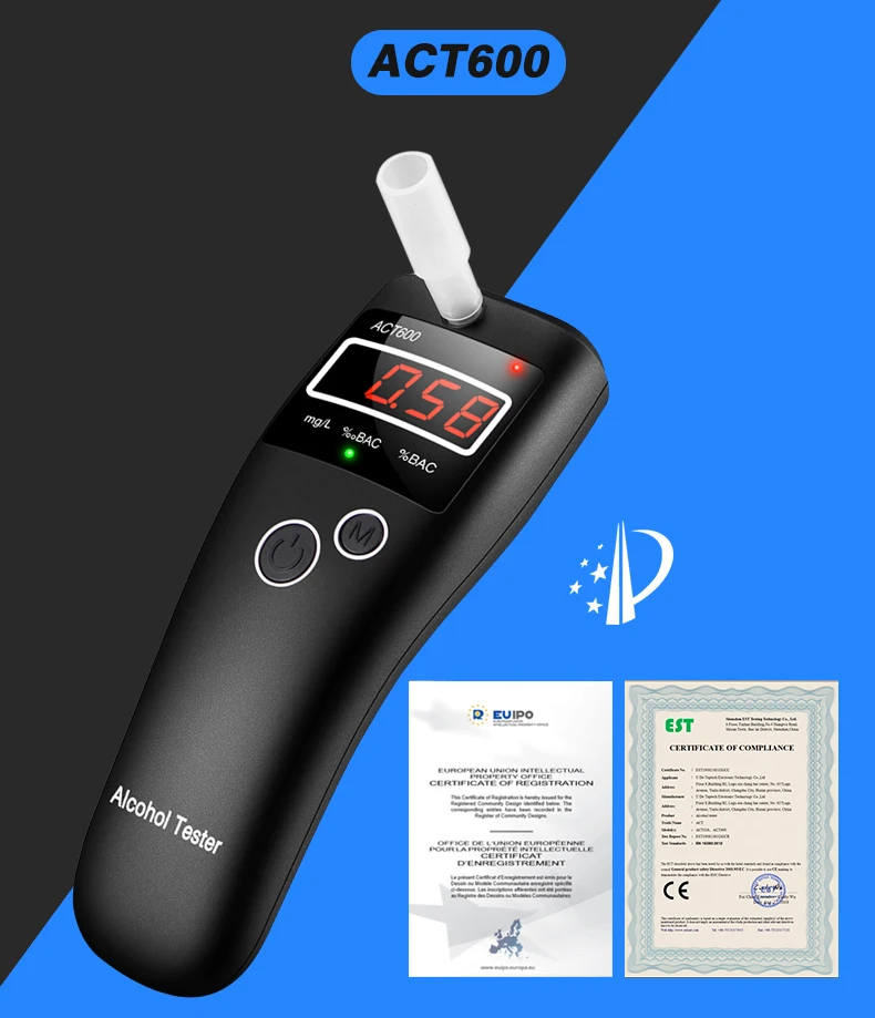Digital  Alcohol Tester Curve Design Breathalyzer  Factory Wholesale Alkomat