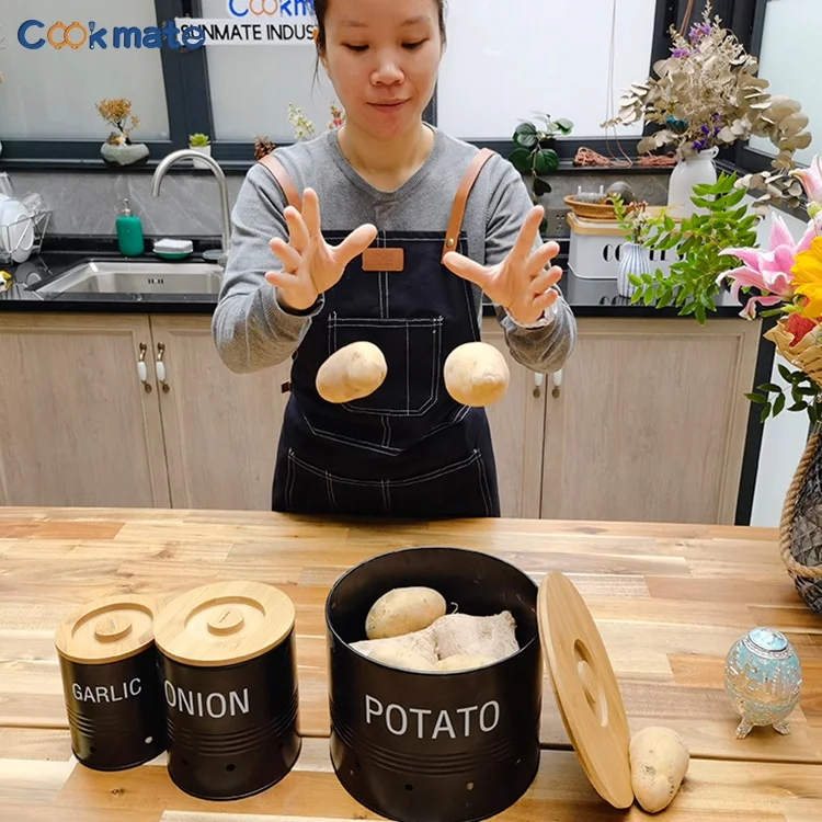 Handmade Bamboo Garlic Keeper - Double Layer Breathable Garlic Storage Container For Countertop