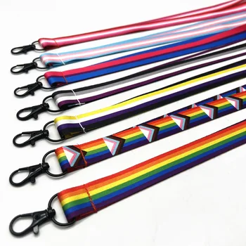 LGBTQ Badge Equality Gay Lesbian Bisexual Transgender Supports Rainbow Keychain Badge Holder Pride Flag  Lanyard