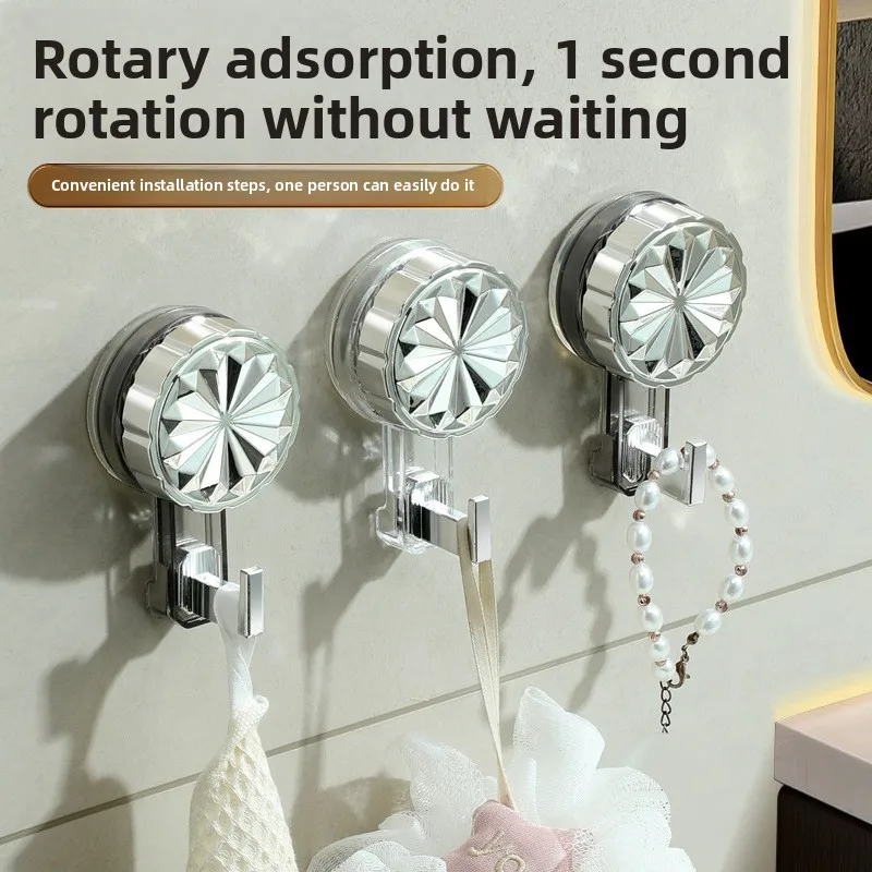 Crochet mural sans perforation et sans jointure en PET à ventouse, haute technologie, pour usage quotidien en salle de bain ou à domicile, rotation possible, vente en gros