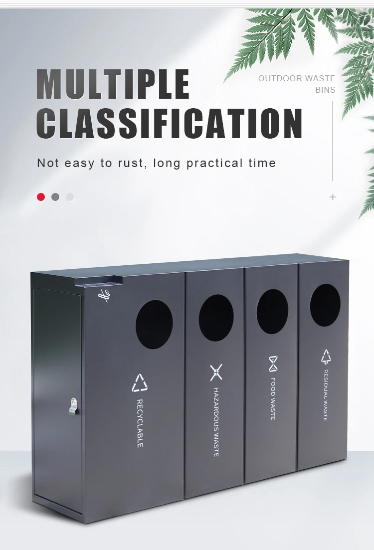 3classified Trash Bin Outdoor For Public Area Recycling Outdoor Waste