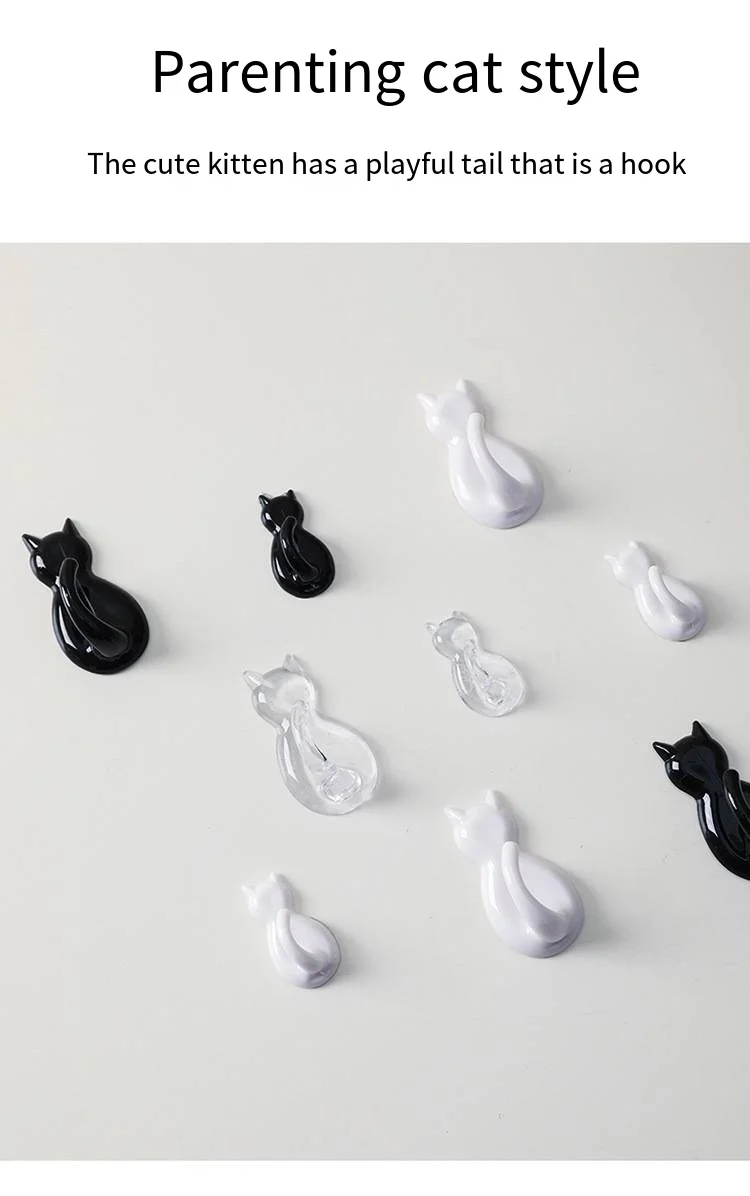 Japanese cat tail hook creative punch free hook Kitchen porch bedroom bathroom storage traceless cute cat hook manufacture