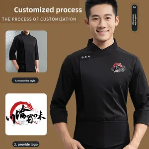 Women's High-End Stretch Waterproof Western Restaurant Chef Work Clothes Autumn Winter Long-Sleeved Kitchen Apparel for Cooking