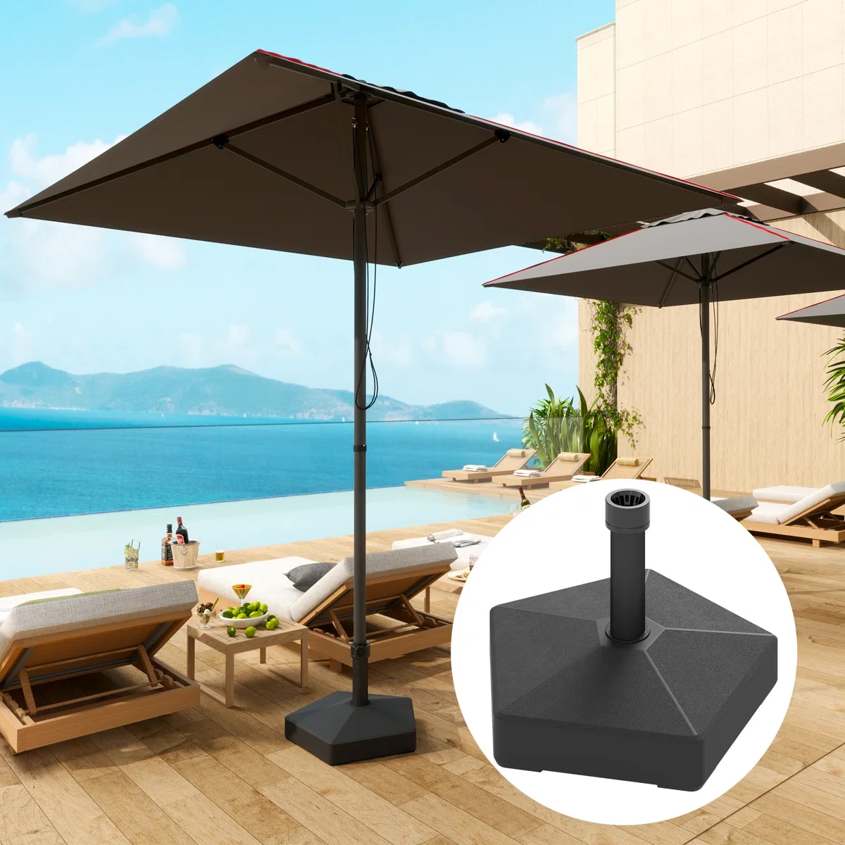 Modern Design PE Patio Umbrella Base Outdoor Furniture Use-Prohibited with Shipping for Courtyard