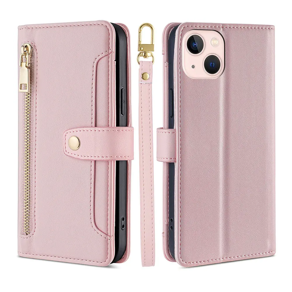 Leather Phone Case For Iphone 16 15 14 13 12 11 Plus Pro Max Simple Business Pure Colour Hand Strap Shoulder Belt Sjk589 Laudtec