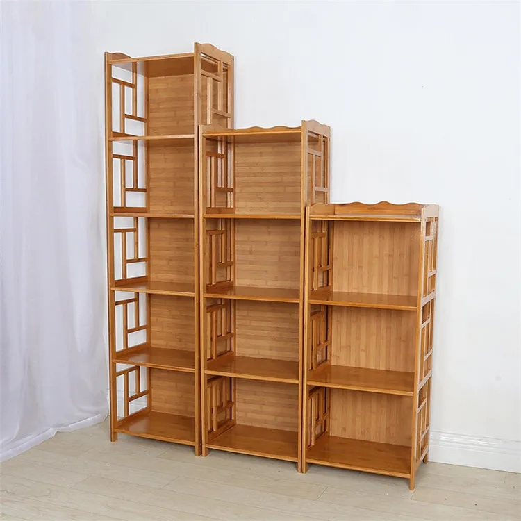 Bamboo Wood Folding Storage Rack Bookcase