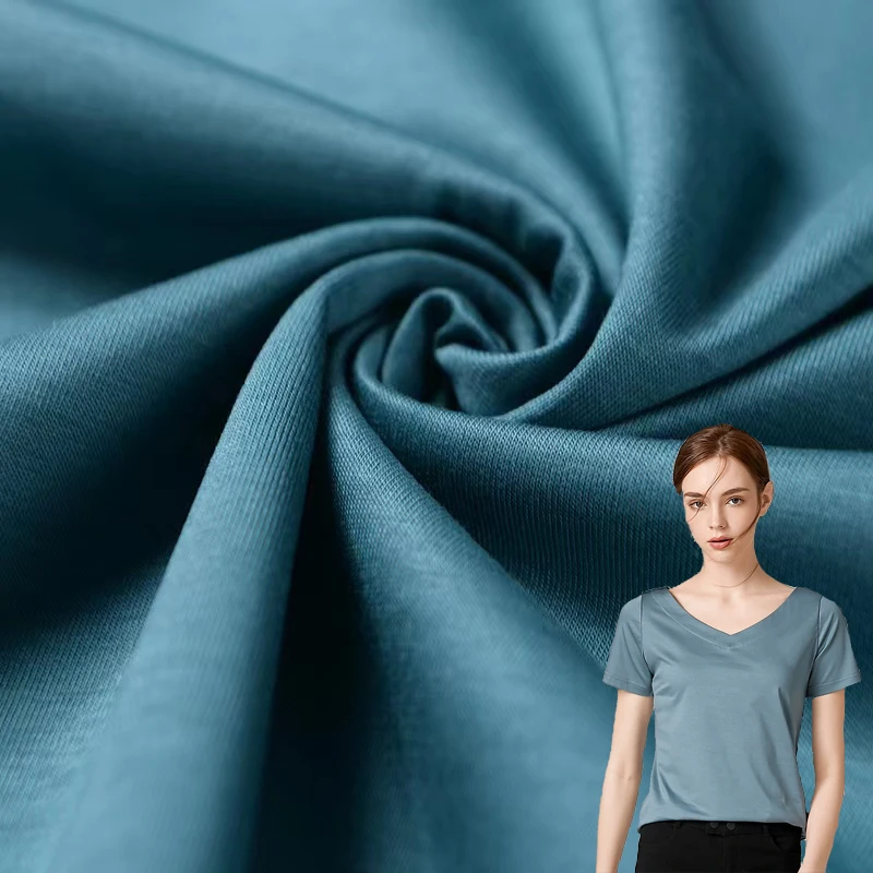 Organic Cotton Mercerize PIMA Single Jersey Knit Weft Cloth Mercerize PIMA 60s/2 Cotton SUPIMA Single Jersey Fabric for Garment