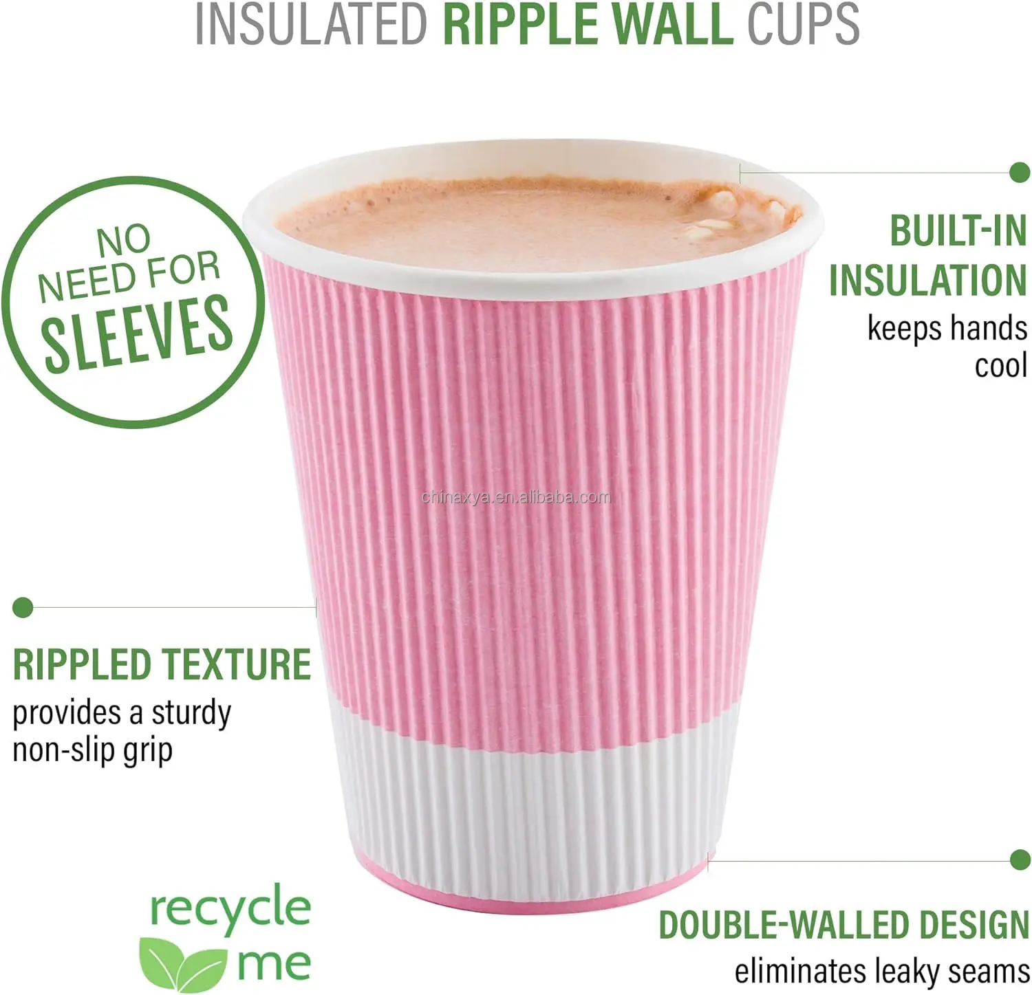 8oz 10oz, 12oz 16oz  20oz Disposable Hot Coffee Ripple Wall Paper Cups with Customized  Design for Home or Office Use factory