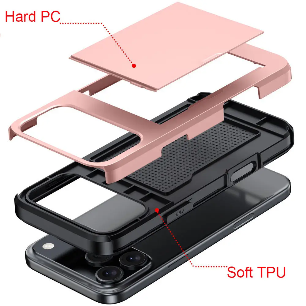 product rubber oil hard phone cases for iphone 17 series  tpupc slide card slot drop resistant shockproof case for iphone 17 max-3
