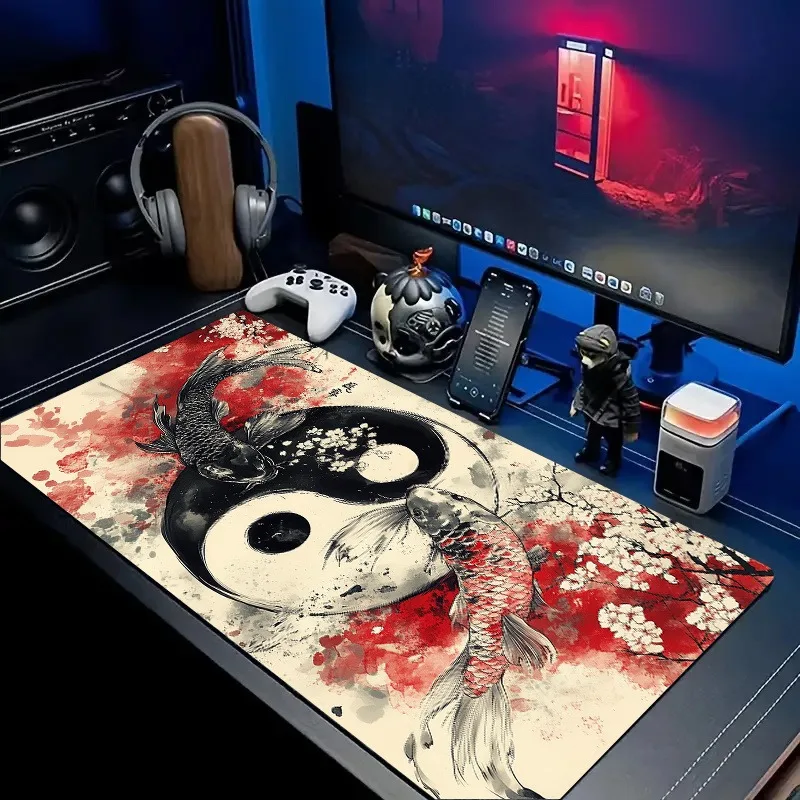 Yin-Yang Diagram Traditional Chinese Painting PC Gaming Mouse Pads Gamer Mats Teclado Er aperçu 2