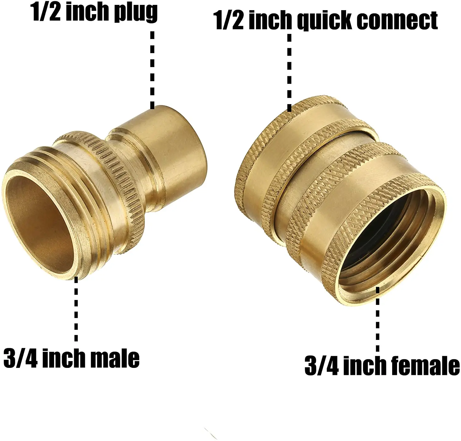 2pcs Garden Hose Quick Connector Set Garden Hose Connector Standard 3/4