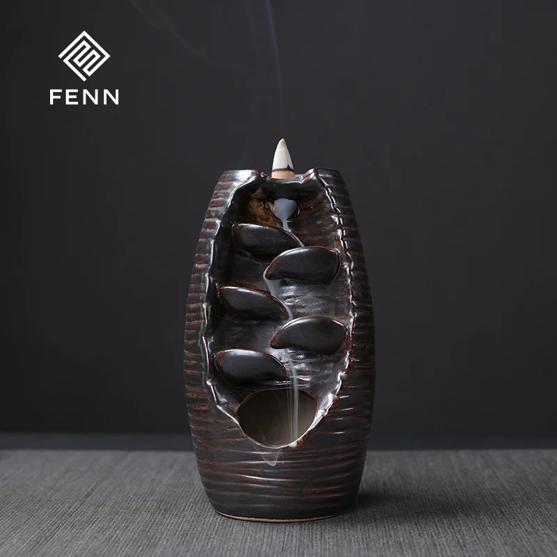 FENN Creative Design Ceramic Backflow Incense Burner Waterfall Incense Home Decoration Aroma Diffuser Ceramic Incense Burner