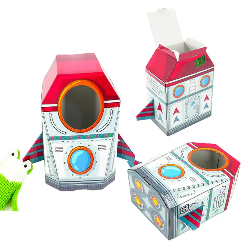Free Design Unique Special Rocket Shaped Food Toys Gift Paper Packaging Box for Kids