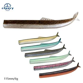 Cheery 115mm/6g Saltwater Fishing Gear Artificial Bait PVC Material Eel Fishing Lure Jig Head Hook Shad Bait Soft Plastic Lure – Soft Lure – view 2