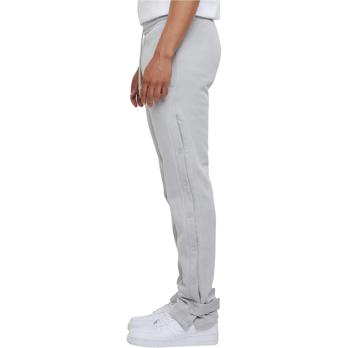 JL819A Manufacturer Loose Cotton Sweat Pants Baggy Side Button Flare Wide Leg Embroidery Sweatpants for Men