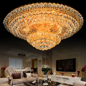 Zeal Lighting Retro Large Gold Round K9 Crystal Ceiling Luxury Lamps Chandelier Light in Hotel Villa Lobby