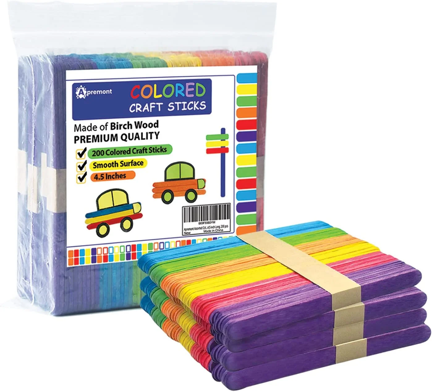 6 Inch Wooden Craft Sticks Biodegradable Colorful Wooden Popsicle